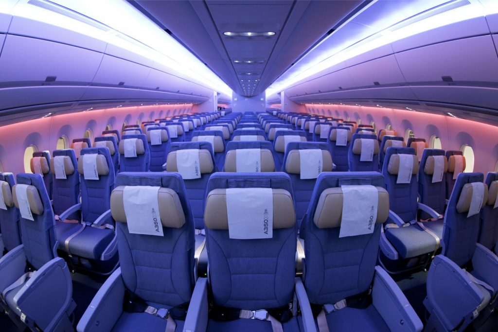 Interior shot of an airplane